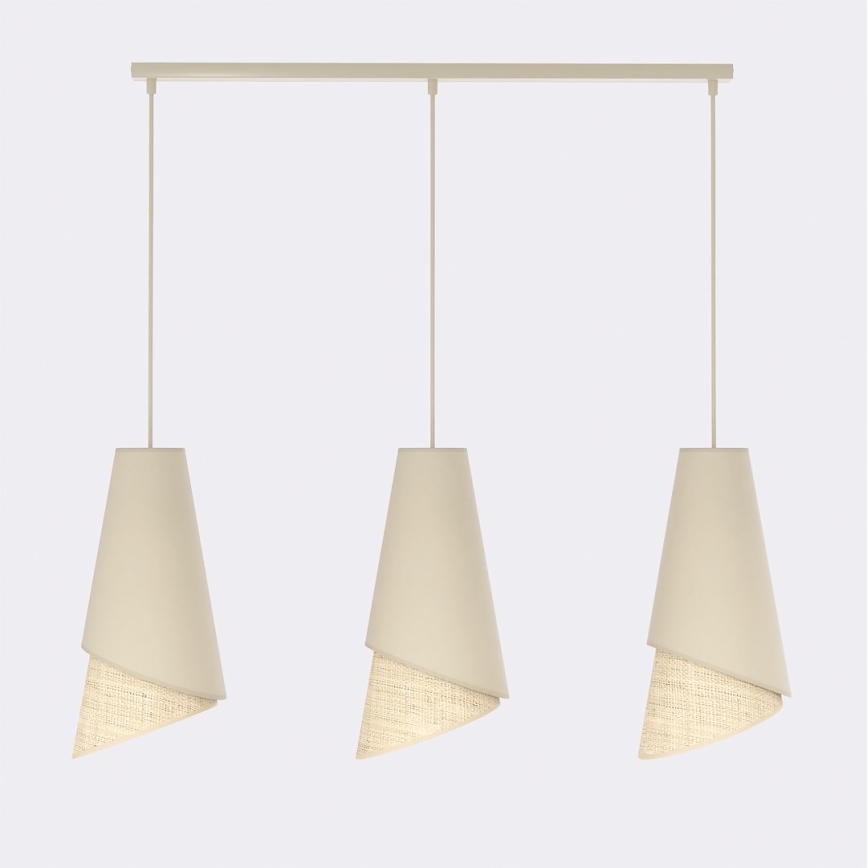 Hanglamp aan snoer MODA 3xE27/15W/230V beige/rotan