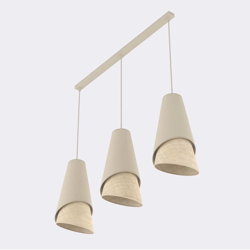 Hanglamp aan snoer MODA 3xE27/15W/230V beige/rotan