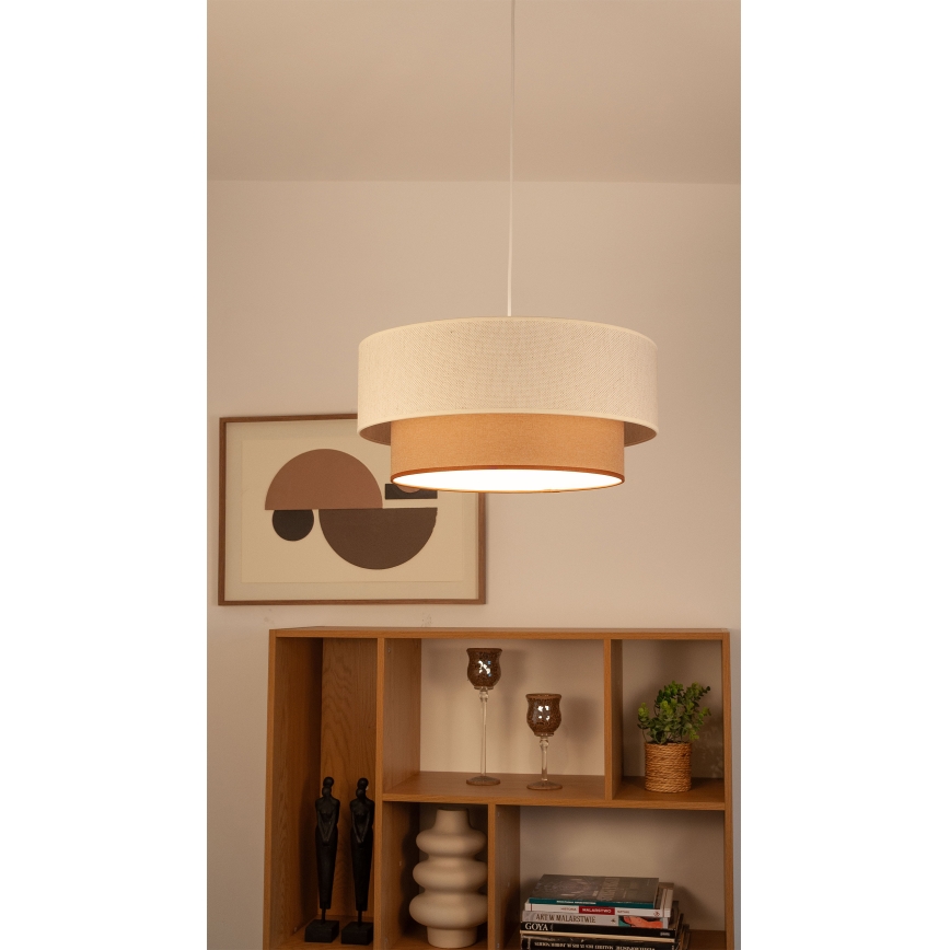 Hanglamp aan snoer NATIA 1xE27/60W/230V wit/bruin