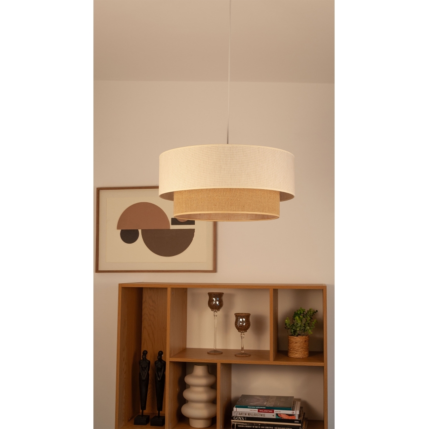 Hanglamp aan snoer NATIA 1xE27/60W/230V wit/bruin
