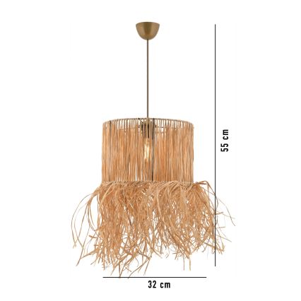 Hanglamp aan snoer NESS 1xE27/40W/230V raffia