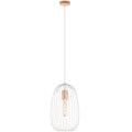 Hanglamp aan snoer OVELLA 1xE27/15W/230V Ø 25 cm crème/dennenhout