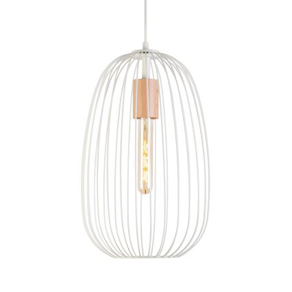 Hanglamp aan snoer OVELLA 1xE27/15W/230V Ø 25 cm crème/dennenhout