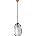 Hanglamp aan snoer OVELLA 1xE27/15W/230V Ø 25 cm zwart/grenen