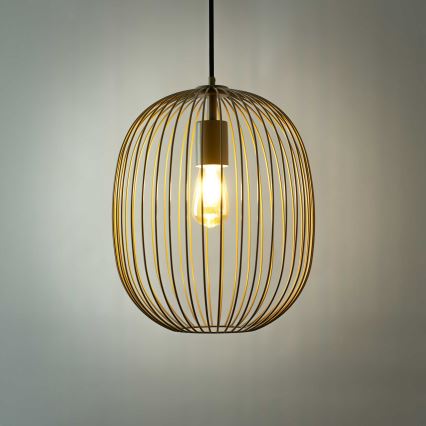Hanglamp aan snoer OVELLA 1xE27/15W/230V Ø 34 cm beige