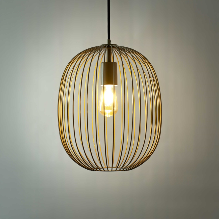 Hanglamp aan snoer OVELLA 1xE27/15W/230V Ø 34 cm beige