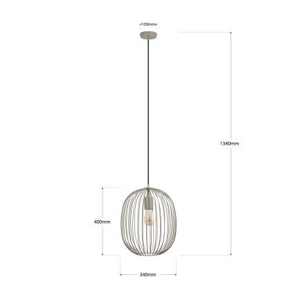 Hanglamp aan snoer OVELLA 1xE27/15W/230V Ø 34 cm beige