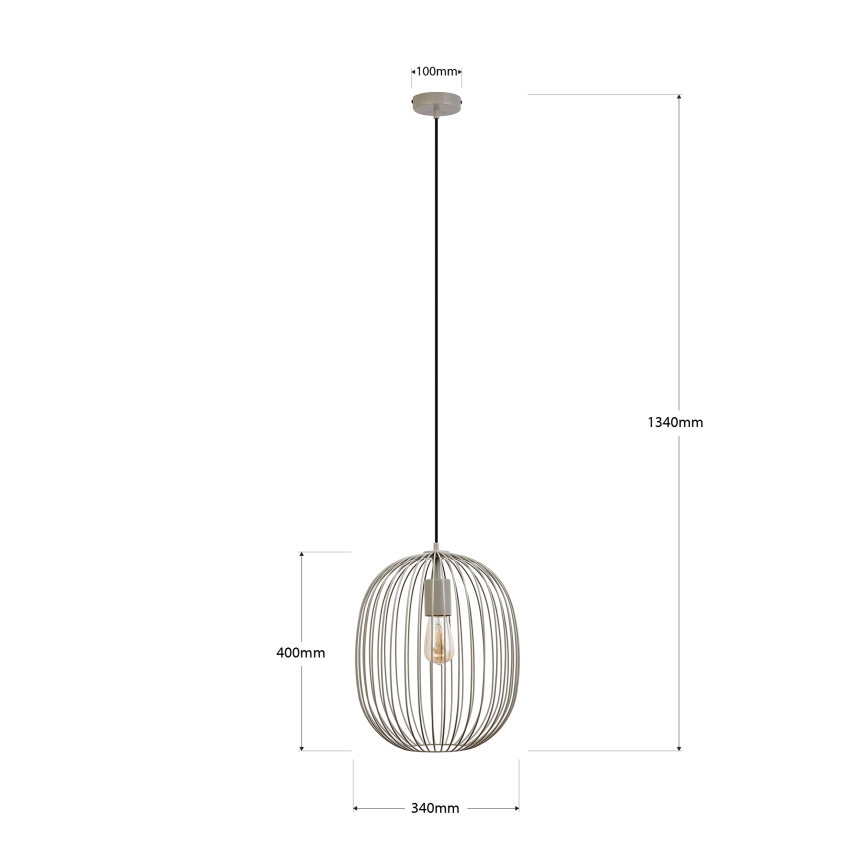 Hanglamp aan snoer OVELLA 1xE27/15W/230V Ø 34 cm beige