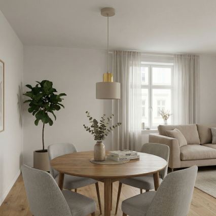 Hanglamp aan snoer PARKLA 1xE27/15W/230V beige/goud