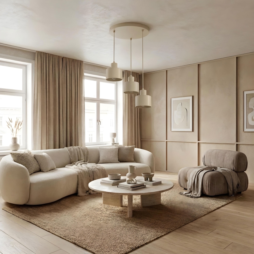 Hanglamp aan snoer PARKLA 3xE27/15W/230V beige