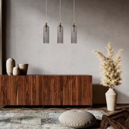 Hanglamp aan snoer PIEGA 3xE14/40W/230V messing/rookzwart