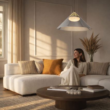 Hanglamp aan snoer PRESTO 1xGX53/10W/230V Ø 50 cm goud/rookgrijs