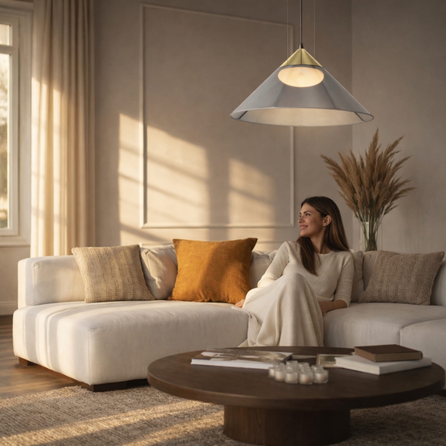 Hanglamp aan snoer PRESTO 1xGX53/10W/230V Ø 50 cm goud/rookgrijs