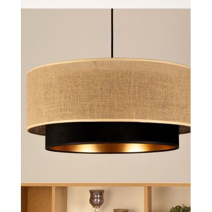Hanglamp aan snoer SARTA 1xE27/60W/230V Ø 45 cm zwart/jute