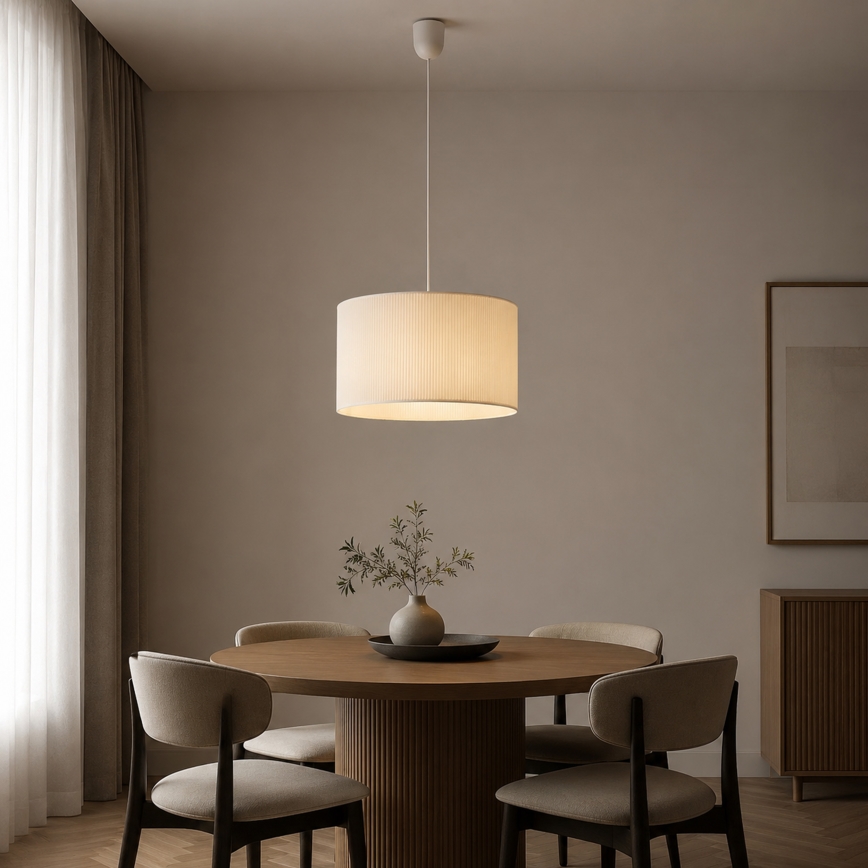 Hanglamp aan snoer SIRJA PLISADO 1xE27/15W/230V Ø 35 cm crème