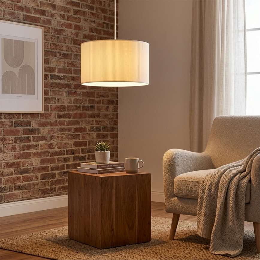Hanglamp aan snoer SIRJA PLISADO 1xE27/15W/230V Ø 35 cm crème