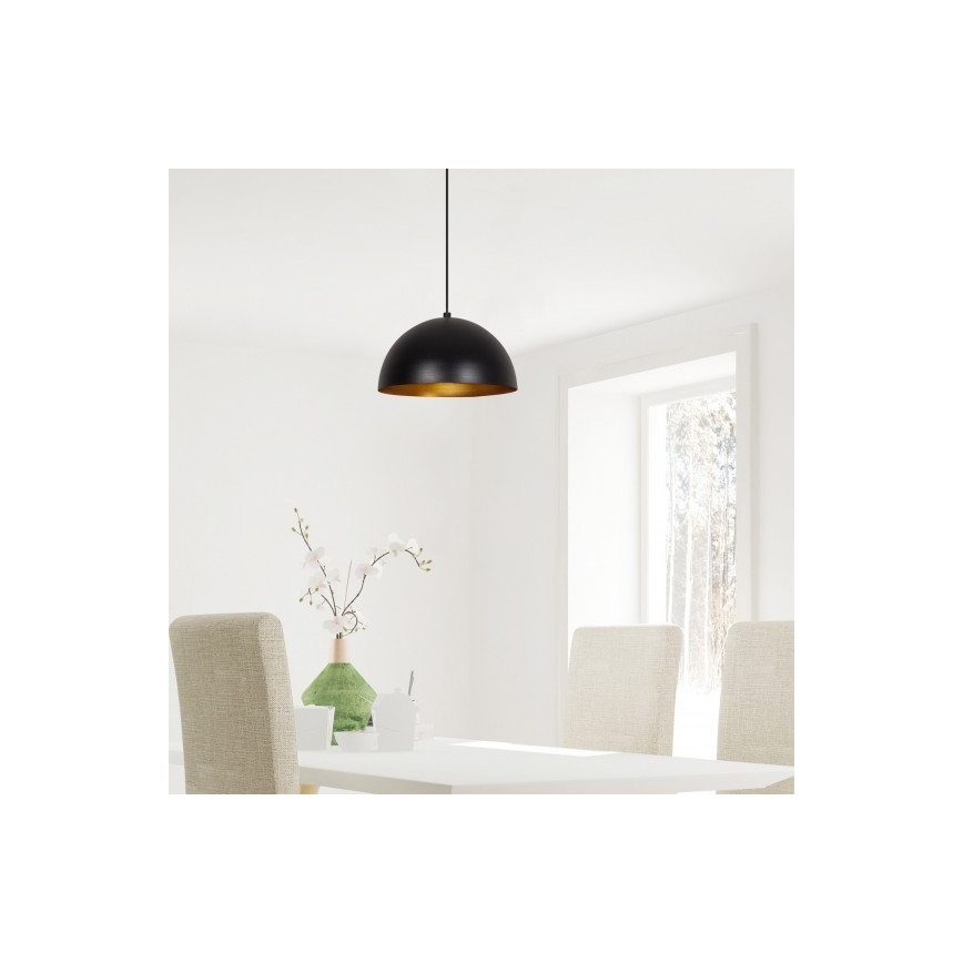 Hanglamp aan snoer SIVANI 1xE27/40W/230V Ø 30 cm zwart/koper