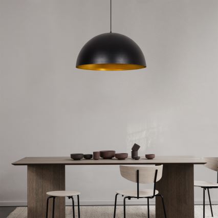 Hanglamp aan snoer SIVANI 1xE27/40W/230V Ø 60 cm zwart/koper
