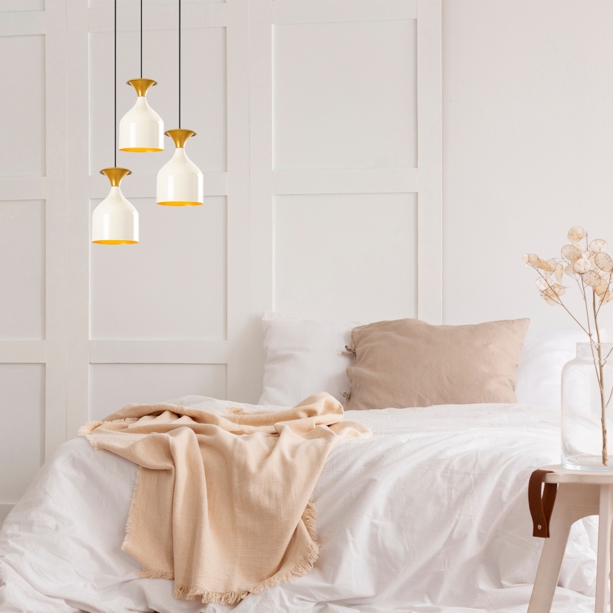 Hanglamp aan snoer SIVANI 3xE27/40W/230V wit/koper