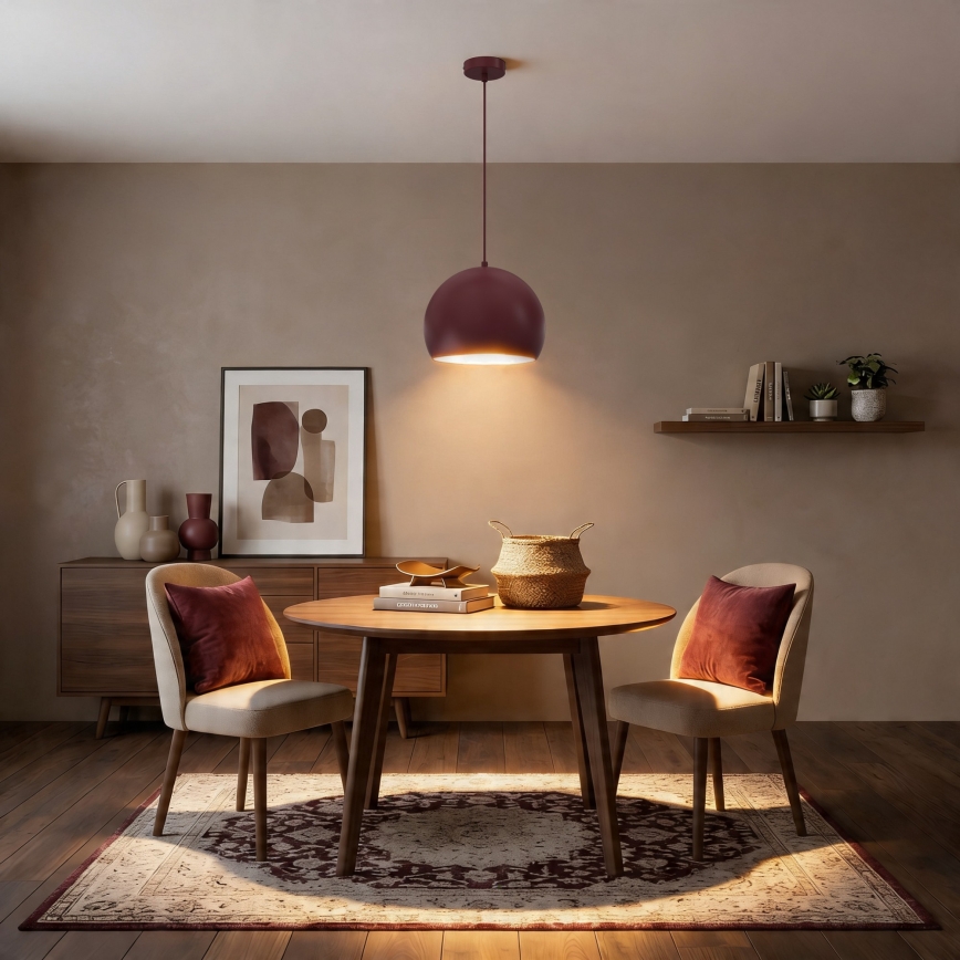 Hanglamp aan snoer SOOL 1xE27/15W/230V Ø 27 cm bordeaux
