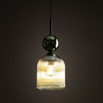 Hanglamp aan snoer SOPHIA 1xE14/10W/230V zwart/groen/rookbeige