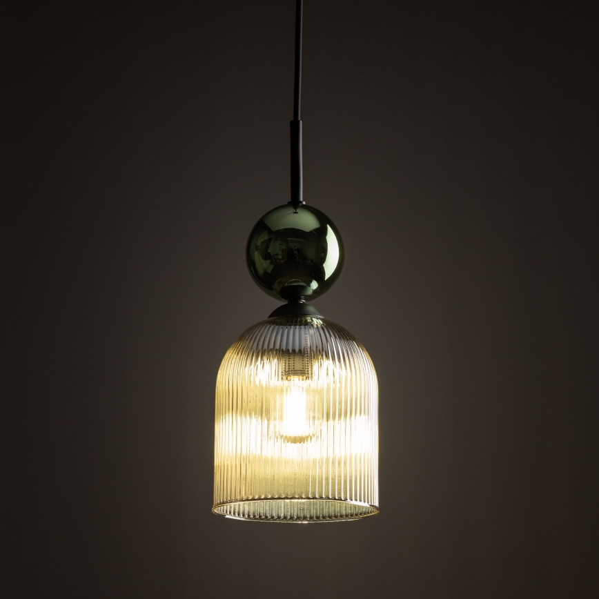 Hanglamp aan snoer SOPHIA 1xE14/10W/230V zwart/groen/rookbeige