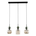 Hanglamp aan snoer SOPHIA 3xE14/10W/230V zwart/groen/rookbeige