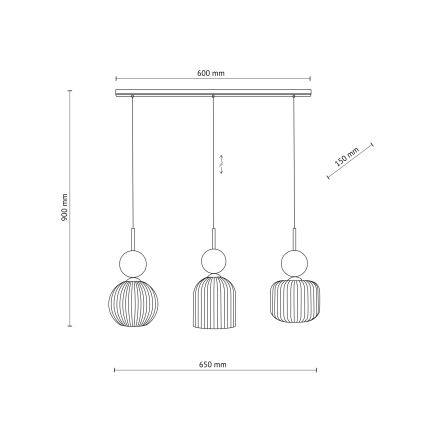Hanglamp aan snoer SOPHIA 3xE14/10W/230V zwart/groen/rookbeige