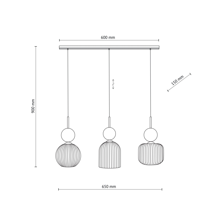 Hanglamp aan snoer SOPHIA 3xE14/10W/230V zwart/groen/rookbeige