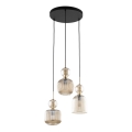 Hanglamp aan snoer SOPHIA 3xE14/10W/230V zwart/rookbeige