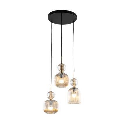Hanglamp aan snoer SOPHIA 3xE14/10W/230V zwart/rookbeige