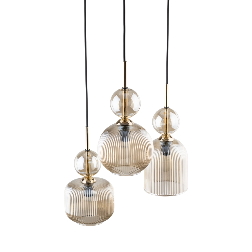 Hanglamp aan snoer SOPHIA 3xE14/10W/230V zwart/rookbeige