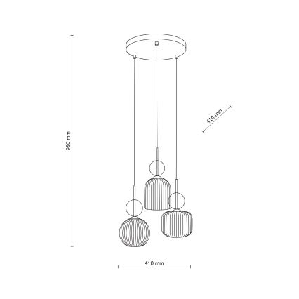 Hanglamp aan snoer SOPHIA 3xE14/10W/230V zwart/rookbeige