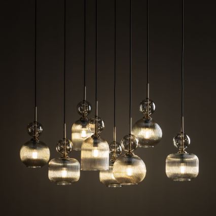 Hanglamp aan snoer SOPHIA 8xE14/10W/230V zwart/rookbeige