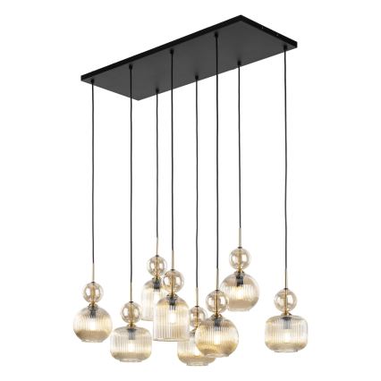 Hanglamp aan snoer SOPHIA 8xE14/10W/230V zwart/rookbeige