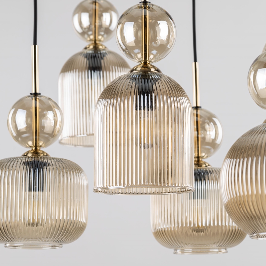 Hanglamp aan snoer SOPHIA 8xE14/10W/230V zwart/rookbeige