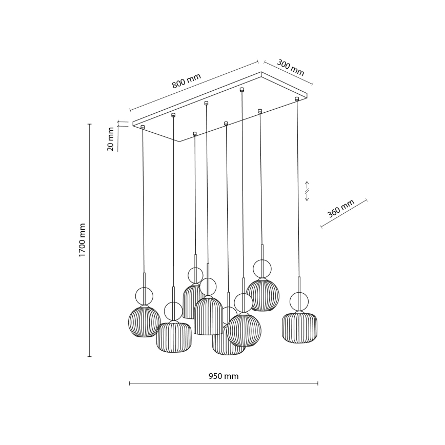 Hanglamp aan snoer SOPHIA 8xE14/10W/230V zwart/rookbeige