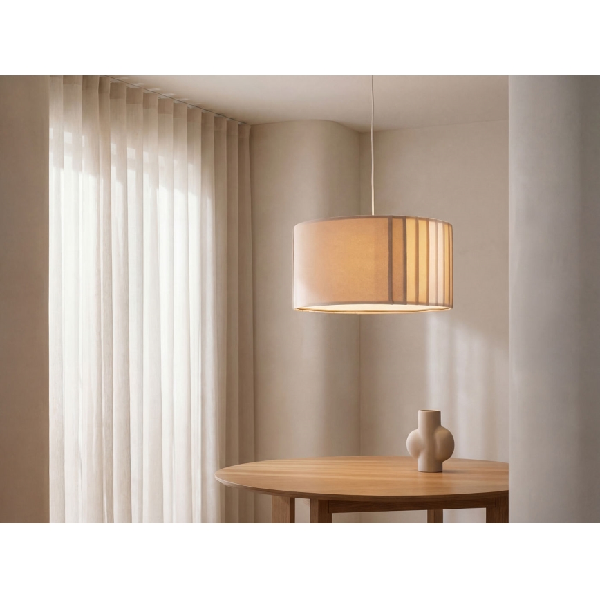Hanglamp aan snoer STRIPES 1xE27/60W/230V Ø 40 cm beige