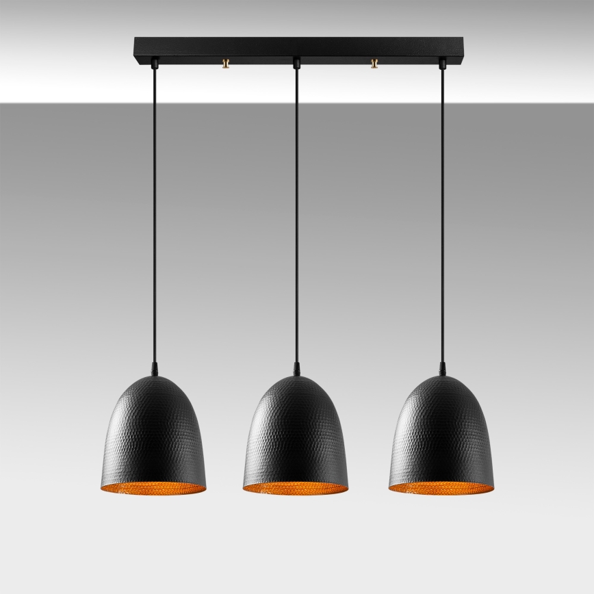 Hanglamp aan snoer TATTOO 3xE27/40W/230V zwart