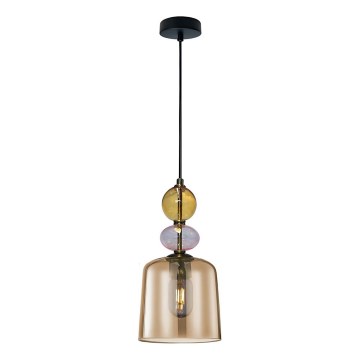 Hanglamp aan snoer TROPEA 1xE27/15W/230V zwart/rookkleurig beige/roze