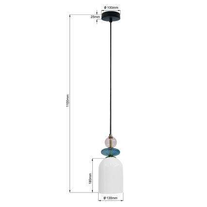 Hanglamp aan snoer TROPEA 1xE27/15W/230V zwart/rookpaars/blauw/wit
