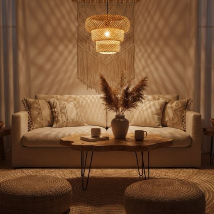 Hanglamp aan snoer TULUM 1xE27/15W/230V Ø 35 cm bamboe