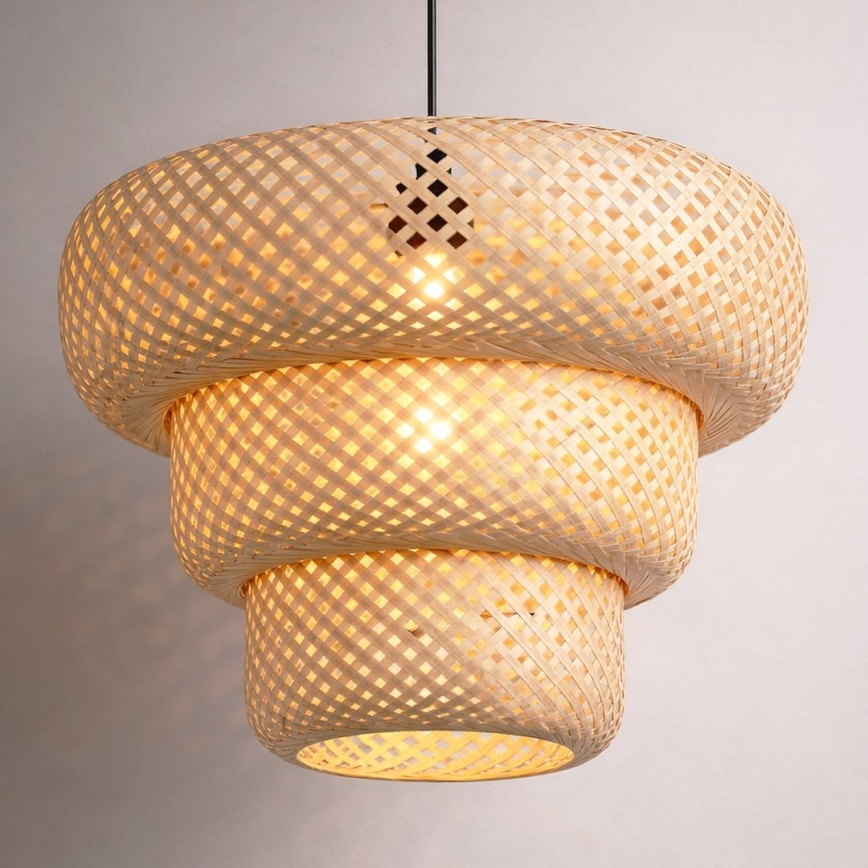 Hanglamp aan snoer TULUM 1xE27/15W/230V Ø 35 cm bamboe