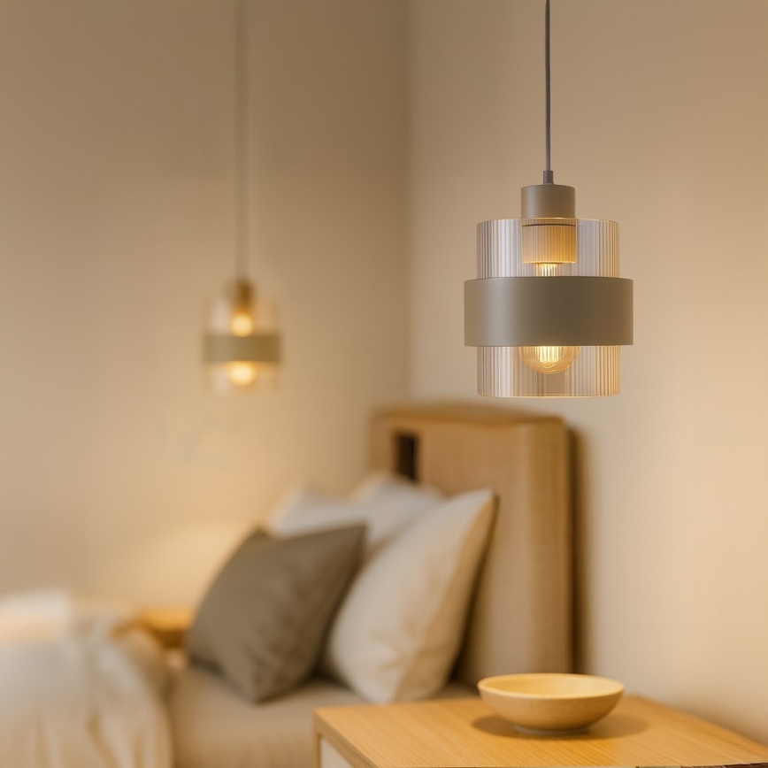 Hanglamp aan snoer VALENTINO 1xE27/15W/230V beige/helder