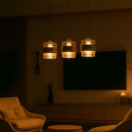 Hanglamp aan snoer VALENTINO 3xE27/15W/230V beige/helder