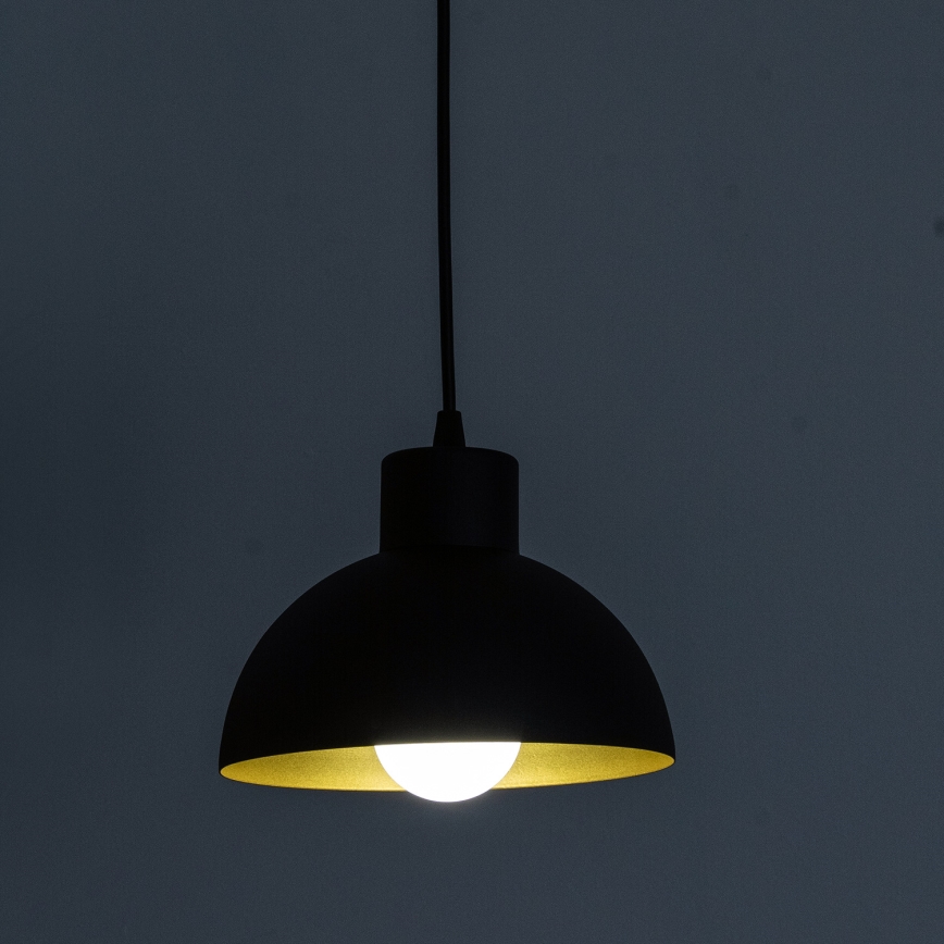 Hanglamp aan snoer VESPER 1xE27/15W/230 Ø 18 cm zwart/goud
