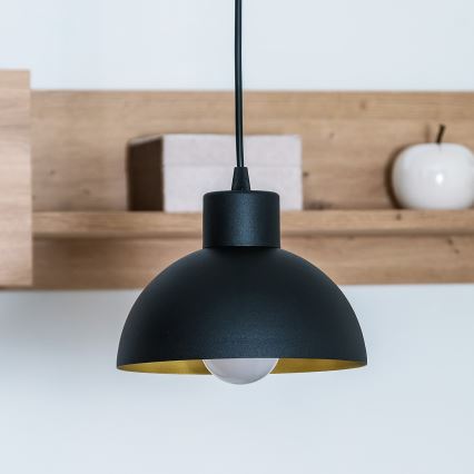 Hanglamp aan snoer VESPER 1xE27/15W/230 Ø 18 cm zwart/goud