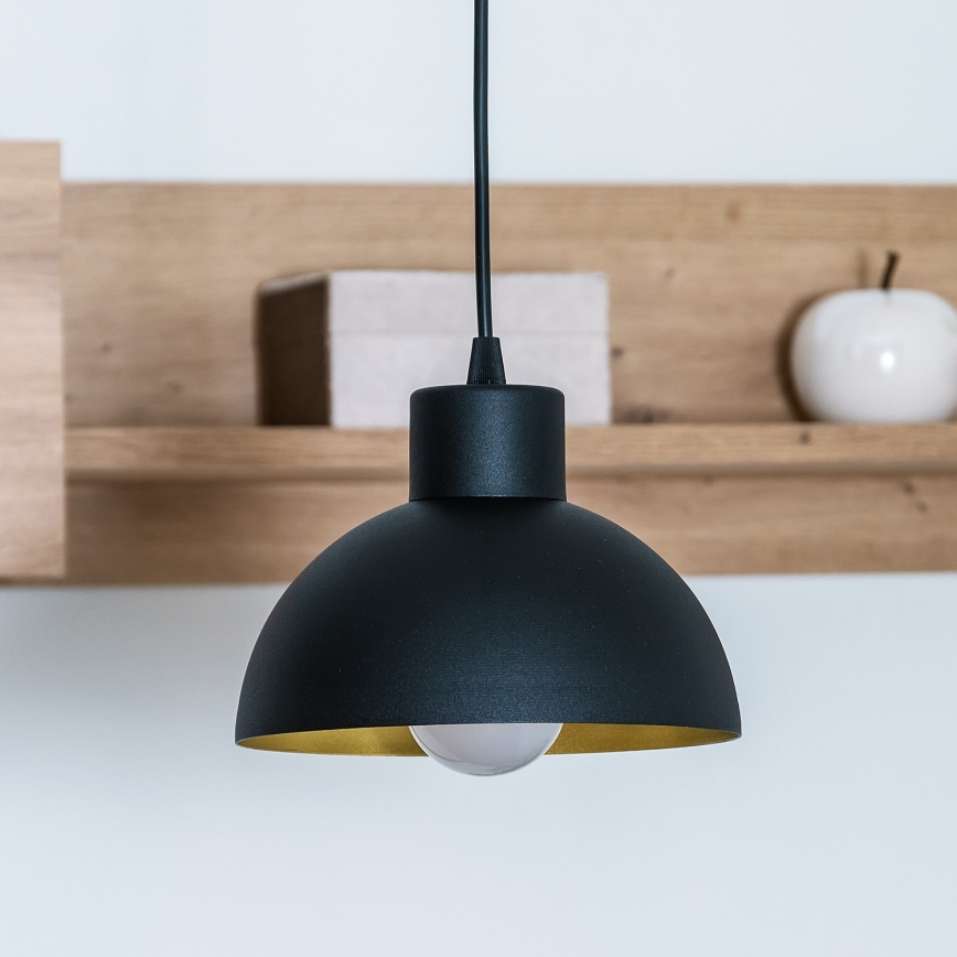 Hanglamp aan snoer VESPER 1xE27/15W/230 Ø 18 cm zwart/goud