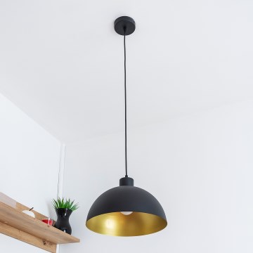 Hanglamp aan snoer VESPER 1xE27/15W/230 Ø 30 cm zwart/goud