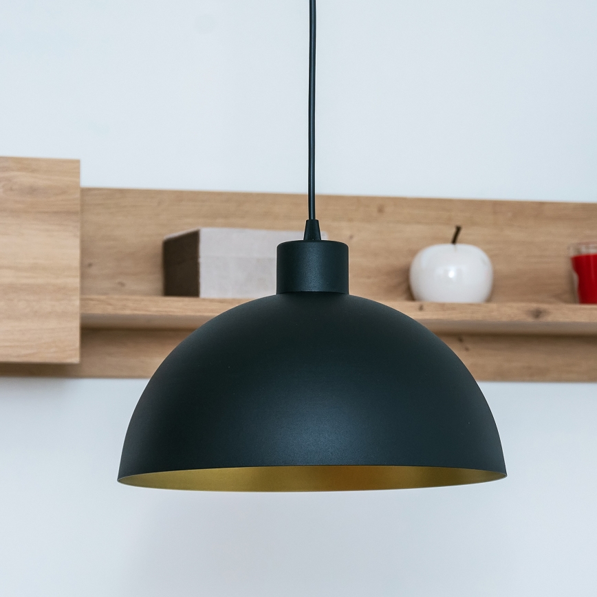 Hanglamp aan snoer VESPER 1xE27/15W/230 Ø 30 cm zwart/goud